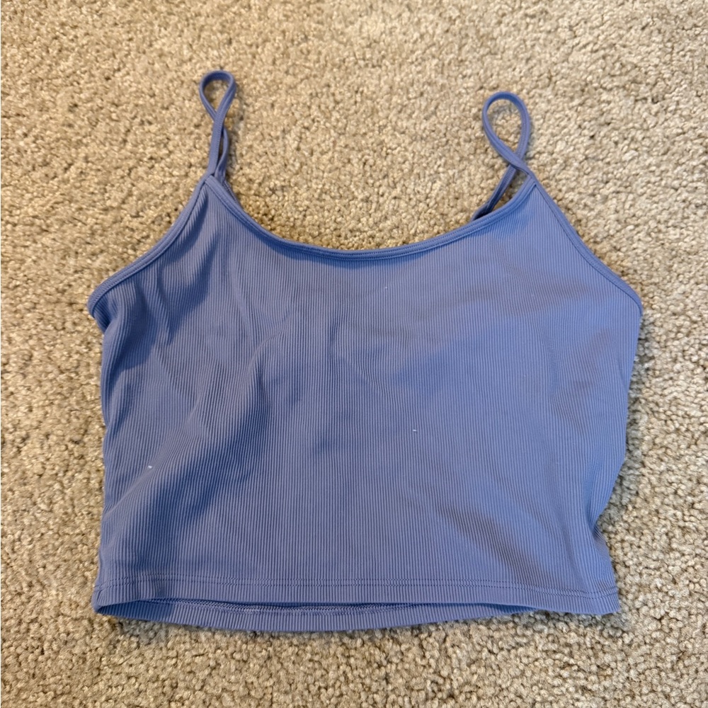 Athleta Ribbed Spaghetti Strap Crop Tank - Periwinkle